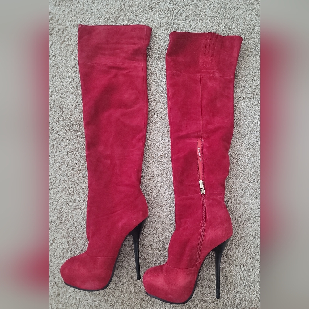 Sasha Fabiani made in Italy red suede boots 7.5